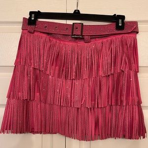 Pink Fringe sparkly skirt size L